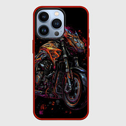 Чехол для iPhone 13 Pro Темный мотоцикл на черном фоне, цвет: 3D-красный