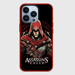 Чехол для iPhone 13 Pro Assassins creed в красном капюшоне, цвет: 3D-красный