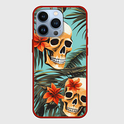 Чехол для iPhone 13 Pro Черепа на море, цвет: 3D-красный