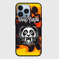 Чехол для iPhone 13 Pro Deep Purple рок панда и огонь, цвет: 3D-черный