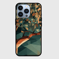 Чехол для iPhone 13 Pro Полигональное дерево с зелеными листьями, цвет: 3D-черный