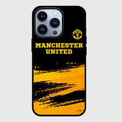 Чехол для iPhone 13 Pro Manchester United - gold gradient посередине, цвет: 3D-черный