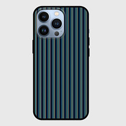 Чехол для iPhone 13 Pro Чёрный в ярко-синюю полоску, цвет: 3D-черный