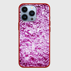 Чехол для iPhone 13 Pro Сверкающая розовая фактура фольги, цвет: 3D-красный