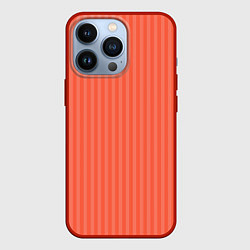Чехол для iPhone 13 Pro Полосатый розово-оранжевый, цвет: 3D-красный