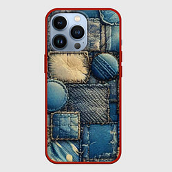 Чехол для iPhone 13 Pro Denim patchwork - ai art, цвет: 3D-красный