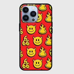 Чехол для iPhone 13 Pro 666 y2k emoji pattern, цвет: 3D-черный