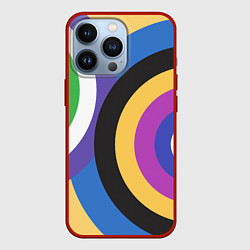 Чехол для iPhone 13 Pro Разноцветные круги, абстракция, цвет: 3D-красный