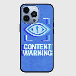 Чехол для iPhone 13 Pro Content Warning blue, цвет: 3D-черный