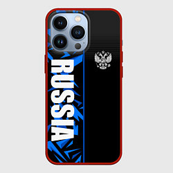 Чехол для iPhone 13 Pro Россия - синяя абстракция, цвет: 3D-красный