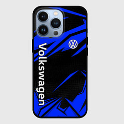 Чехол для iPhone 13 Pro Volkswagen - blue stripes, цвет: 3D-черный