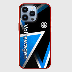 Чехол iPhone 13 Pro Volkswagen - бело-синий треугольник