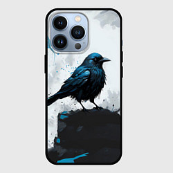 Чехол для iPhone 13 Pro Ворон с чёрно-голубым оперением, цвет: 3D-черный