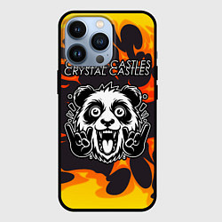 Чехол для iPhone 13 Pro Crystal Castles рок панда и огонь, цвет: 3D-черный