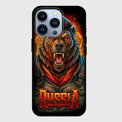 Чехол для iPhone 13 Pro Мощный красный медведь - Russia, цвет: 3D-черный