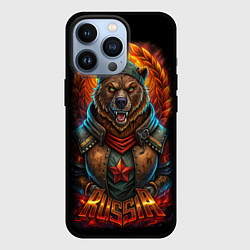 Чехол для iPhone 13 Pro Русский военный медведь солдат, цвет: 3D-черный