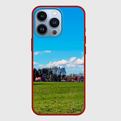 Чехол для iPhone 13 Pro Пригородный пейзаж, цвет: 3D-красный