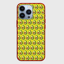 Чехол для iPhone 13 Pro Паттерн с авокадо в разрезе, цвет: 3D-красный