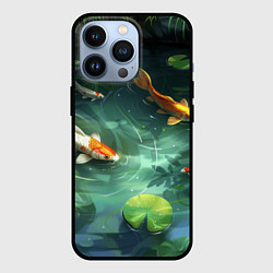 Чехол для iPhone 13 Pro Рыбки Кои плавают в пруду, цвет: 3D-черный