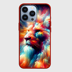 Чехол для iPhone 13 Pro Межгалактический космический лев - нейросеть, цвет: 3D-красный