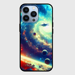 Чехол для iPhone 13 Pro Полёт к далёкой галактике - нейросеть, цвет: 3D-черный