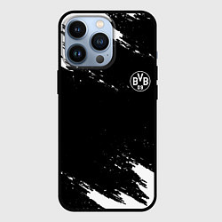 Чехол для iPhone 13 Pro Borussia краски чёрно белый, цвет: 3D-черный