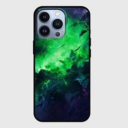 Чехол для iPhone 13 Pro Круглый зеленый мистический фон, цвет: 3D-черный