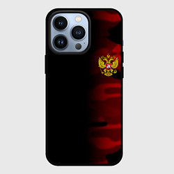 Чехол для iPhone 13 Pro Герб РФ камуфляжная тексткура, цвет: 3D-черный