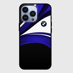 Чехол для iPhone 13 Pro BMW Logotype - blue waves, цвет: 3D-черный