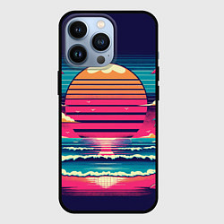 Чехол для iPhone 13 Pro Закат на пляже vaporwave, цвет: 3D-черный