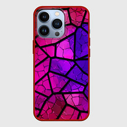 Чехол для iPhone 13 Pro Крупный фиолетовый витраж, цвет: 3D-красный