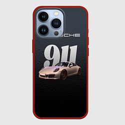 Чехол для iPhone 13 Pro Спортивный автомобиль Porsche 911, цвет: 3D-красный