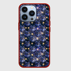 Чехол для iPhone 13 Pro Волчий стиль дизайн с мордами волков, цвет: 3D-красный