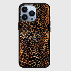 Чехол для iPhone 13 Pro Реалистичная кожа змеи темно коричневая, цвет: 3D-черный