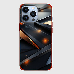 Чехол для iPhone 13 Pro Темная и золотая геометрия, цвет: 3D-красный