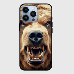 Чехол для iPhone 13 Pro Морда свирепого русского медведя - нейросеть, цвет: 3D-черный