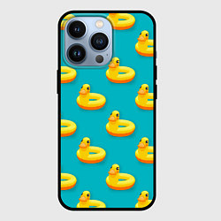 Чехол для iPhone 13 Pro Надувные утки паттерн, цвет: 3D-черный