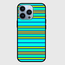 Чехол для iPhone 13 Pro Горизонтальные неоновые линии, цвет: 3D-черный
