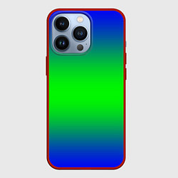 Чехол для iPhone 13 Pro Зелёный градиент текстура, цвет: 3D-красный