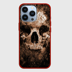 Чехол для iPhone 13 Pro Wood skull, цвет: 3D-красный