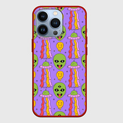 Чехол для iPhone 13 Pro Психоделическое нло, цвет: 3D-красный