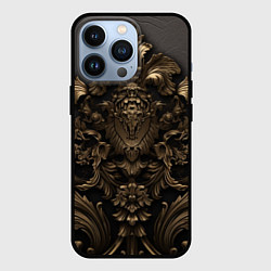 Чехол для iPhone 13 Pro Золотистая корона и узоры, цвет: 3D-черный