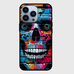 Чехол для iPhone 13 Pro Crazy color skull - graffiti, цвет: 3D-черный