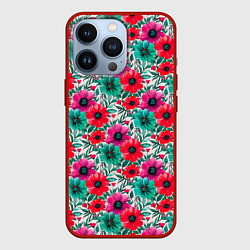 Чехол для iPhone 13 Pro Анемоны цветы яркий принт, цвет: 3D-красный