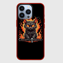 Чехол для iPhone 13 Pro Арт Котик и огонь - Скелеты в шкафу, цвет: 3D-красный
