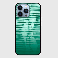 Чехол для iPhone 13 Pro Tie-dye green stripes, цвет: 3D-черный