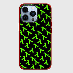 Чехол для iPhone 13 Pro Half life green logo, цвет: 3D-красный