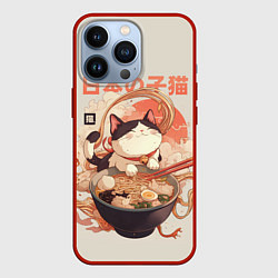 Чехол для iPhone 13 Pro Ramen and the cat, цвет: 3D-красный