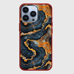Чехол для iPhone 13 Pro Золотистый мрамор, цвет: 3D-красный