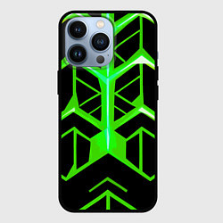 Чехол для iPhone 13 Pro Green lines on a black background, цвет: 3D-черный